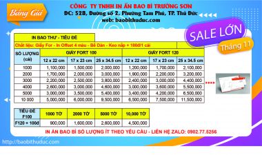 Bảng giá in bao thư a5