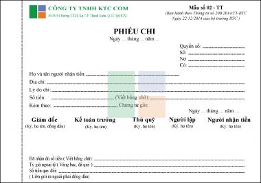 Bảng giá in Phiếu Thu – Chi – Hóa đơn – Biên lai